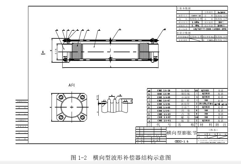 復(fù)式拉杠型波形補償器結(jié)構(gòu)示意圖